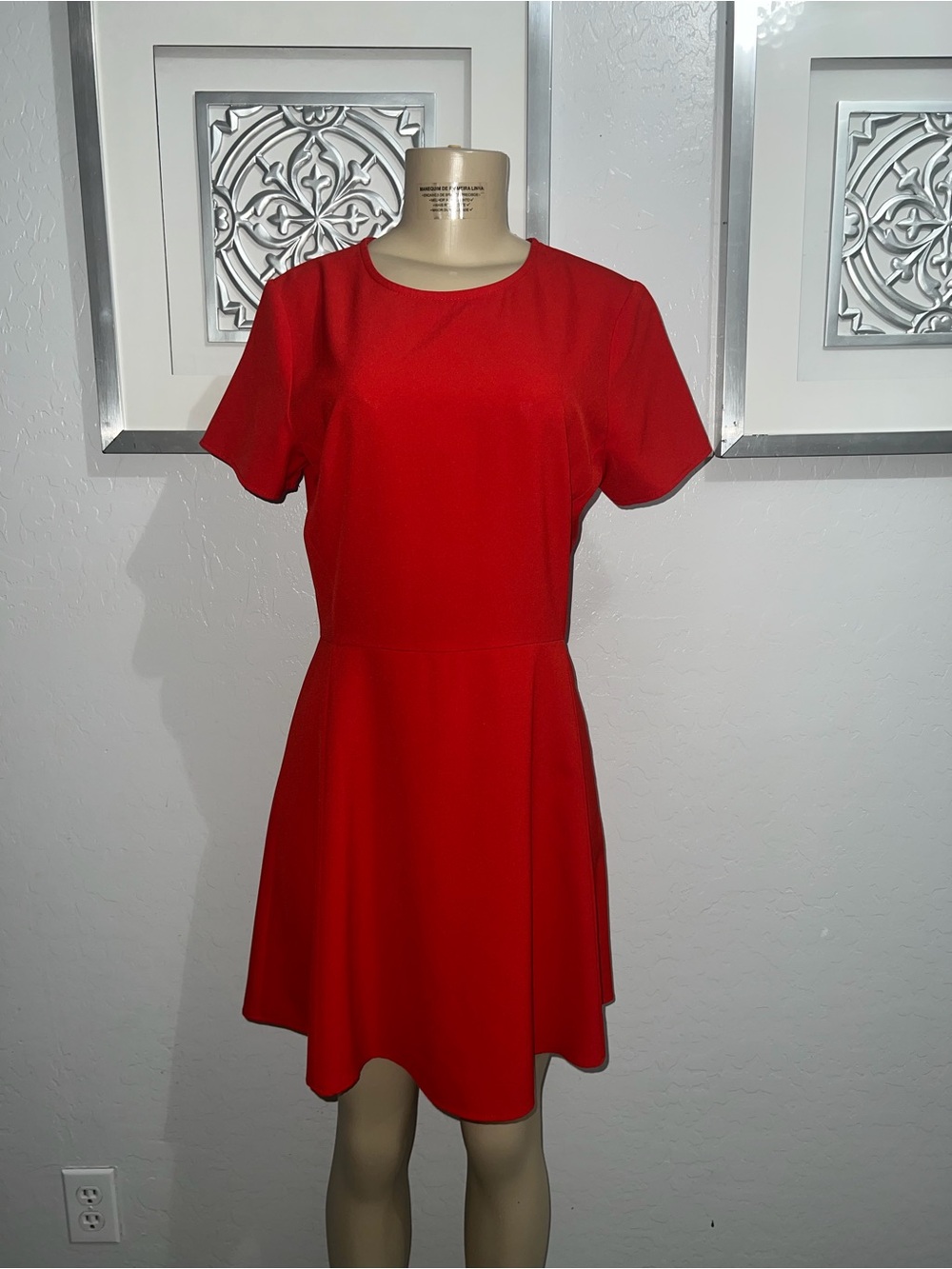 Leyden Red Short-Sleeve Fit & Flare Dress
